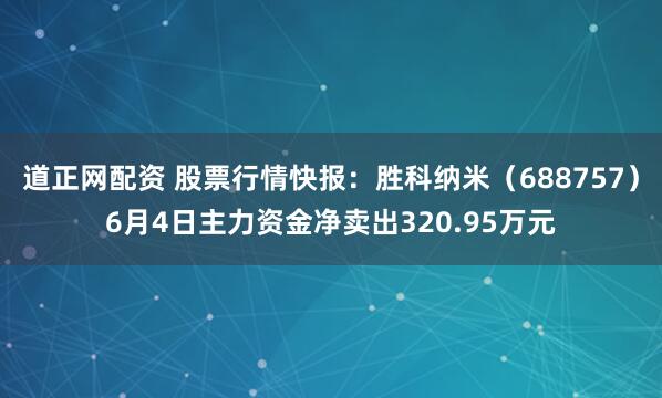 道正网配资 股票行情快报：胜科纳米（688757）6月4日主力资金净卖出320.95万元